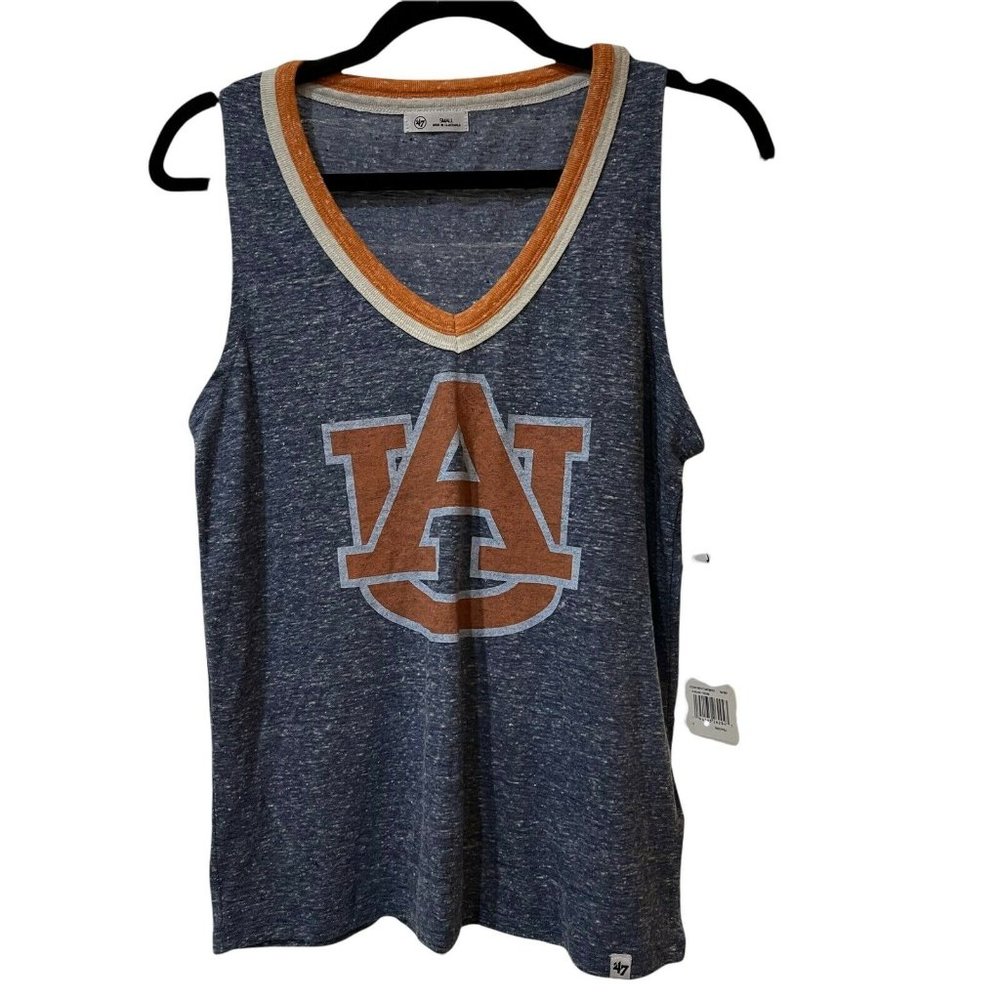 Auburn University '47 Brand Women's Small V-Neck Tank Top Blue Space Dye NWT